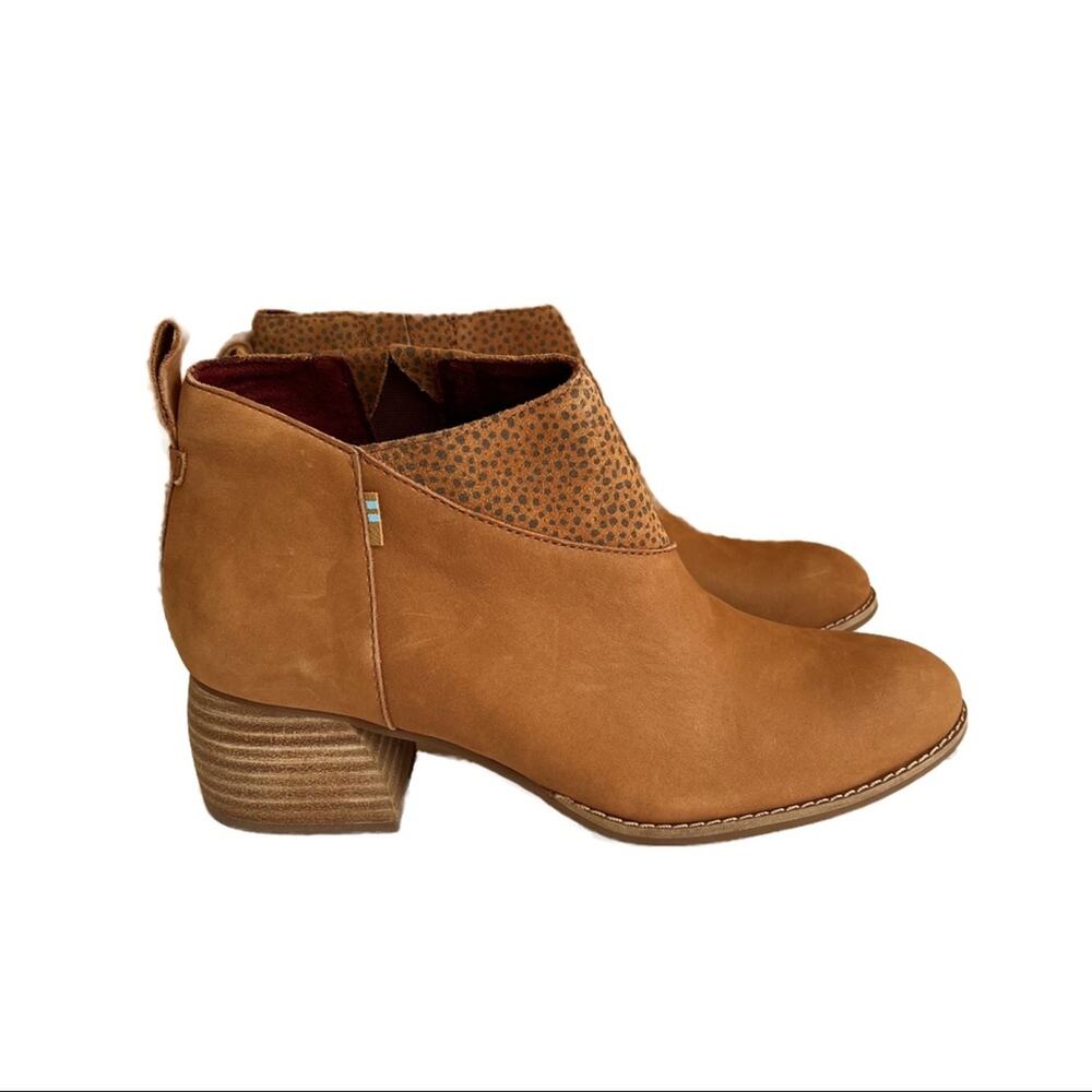 TOMS Leilani Block Heel Bootie Tan Cheetah Animal Print